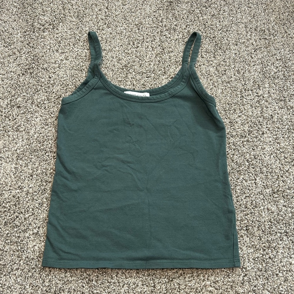 Forever 21 Womens Crop Spaghetti Strap Green Tank Top M